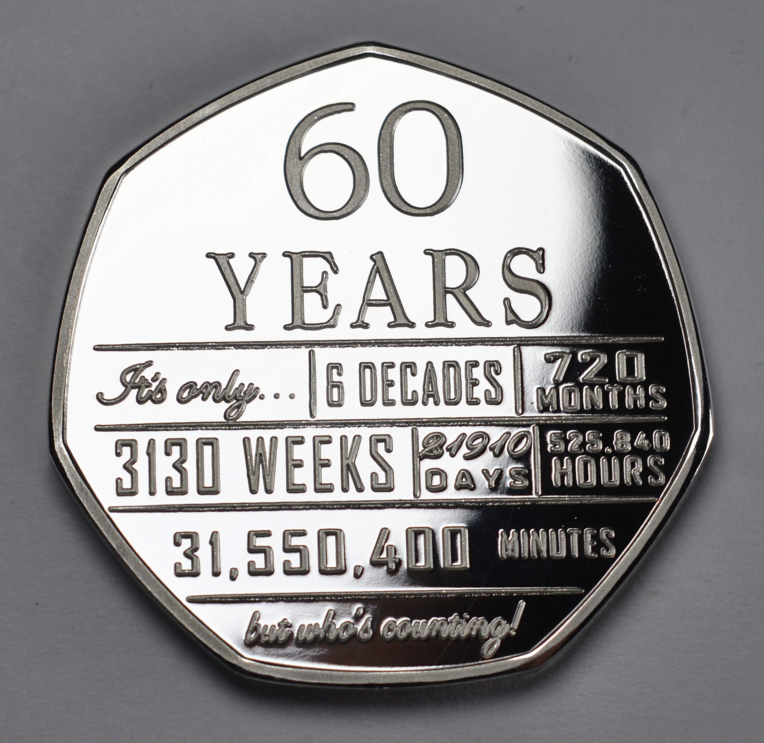 Argent commémoratif du 60e anniversaire dans une capsule. Cadeau/cadeau de félicitations/soirée/célébration/idées pour les 60 ans et la soixantième - France