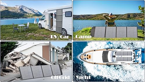 Miniatura 5 de PPQ Kit de panel solar portátil de 200 W, 18 V12 A, cargador solar plegable de 14 libras con 24% de eficiencia, 4 cables y 16 salidas para todas las