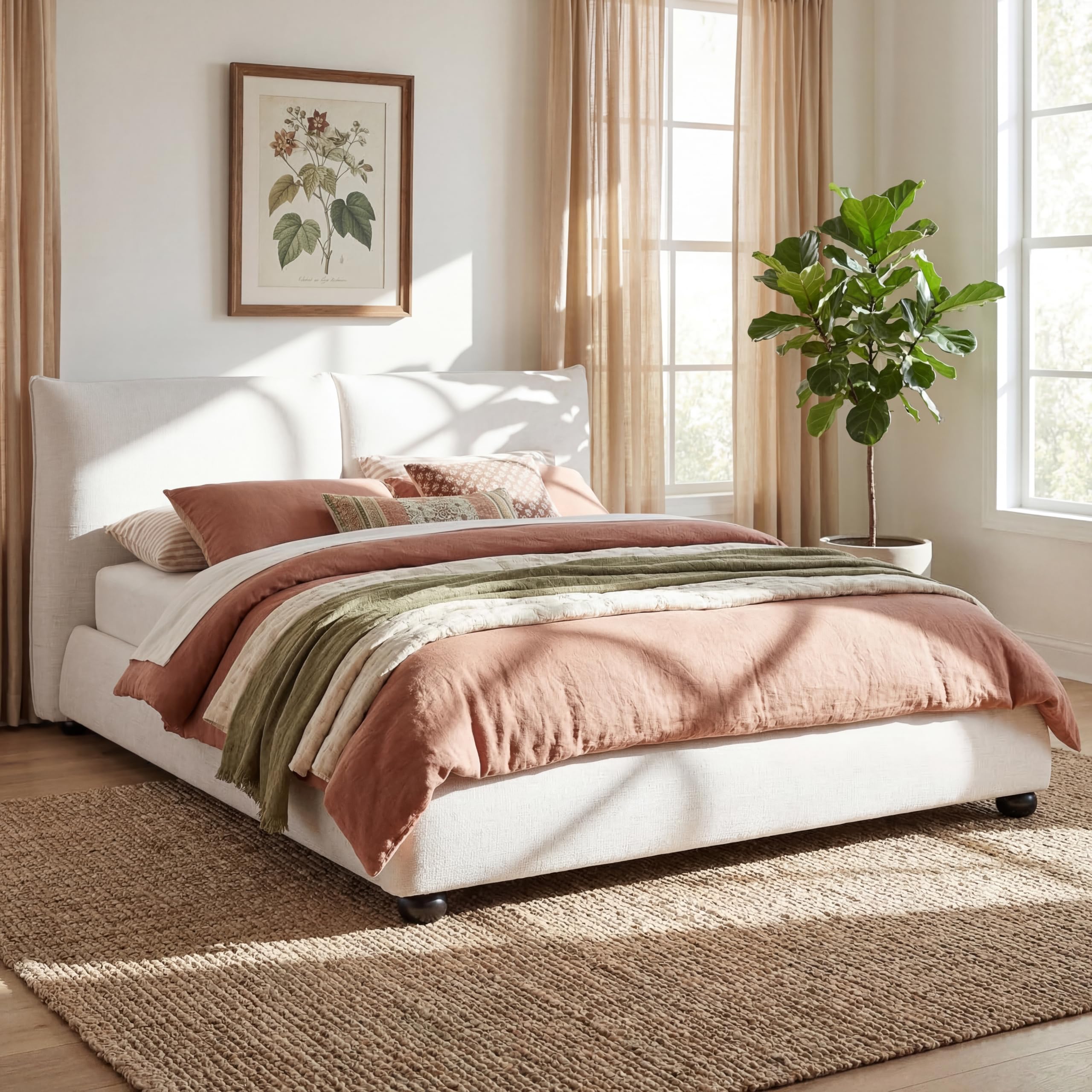 Photo 1 of **INCOMPLETE** Merax Modern Upholstered Bed Frame with High Pillow-Back Headboard