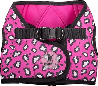 The Worthy Dog Printed Sidekick Cheetah Harness with Comfy Padded Mesh Velcro Adjustable, Outdoor, Easy Walk Vest for Dogs - Pink, XXXL