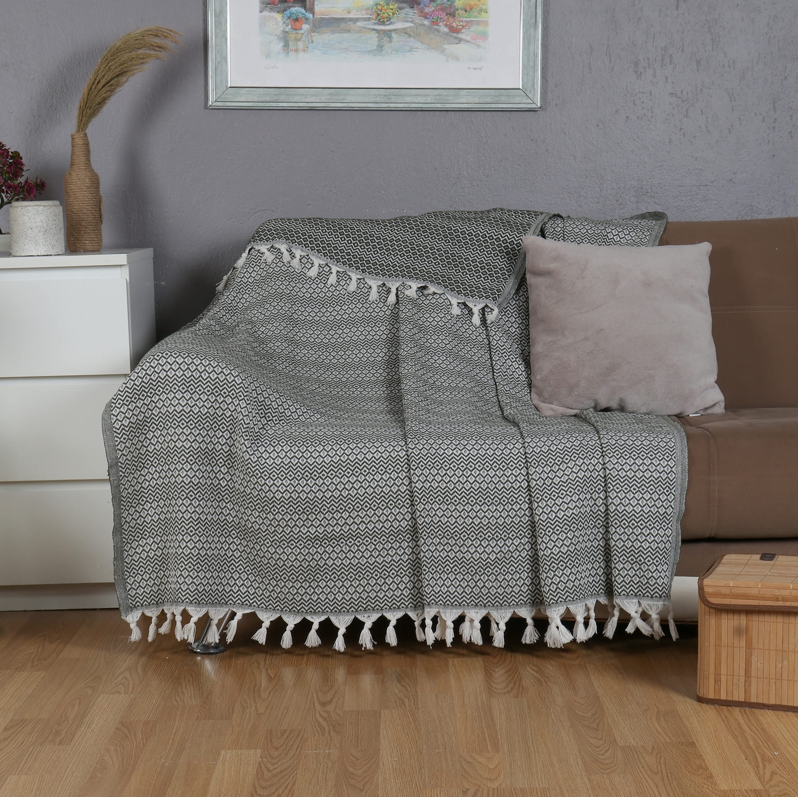 Tuiste Copriletto Cotone una Piazza e Mezza Verde Scuro Oliva, Trapuntino, Trapunta, Per Primavera, Estate, Autunno e Inverno, Telo Arredo Copridivano Multiuso Copritutto, Coperta Leggera Piquet