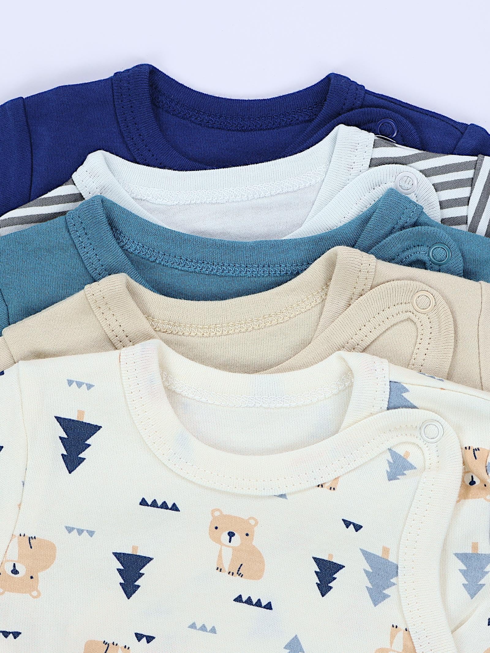 TupTam Baby Body Langarm – Wickelbody Langarm für Jungen & Mädchen, 5er Pack, 100% Baumwolle, OEKO-TEX