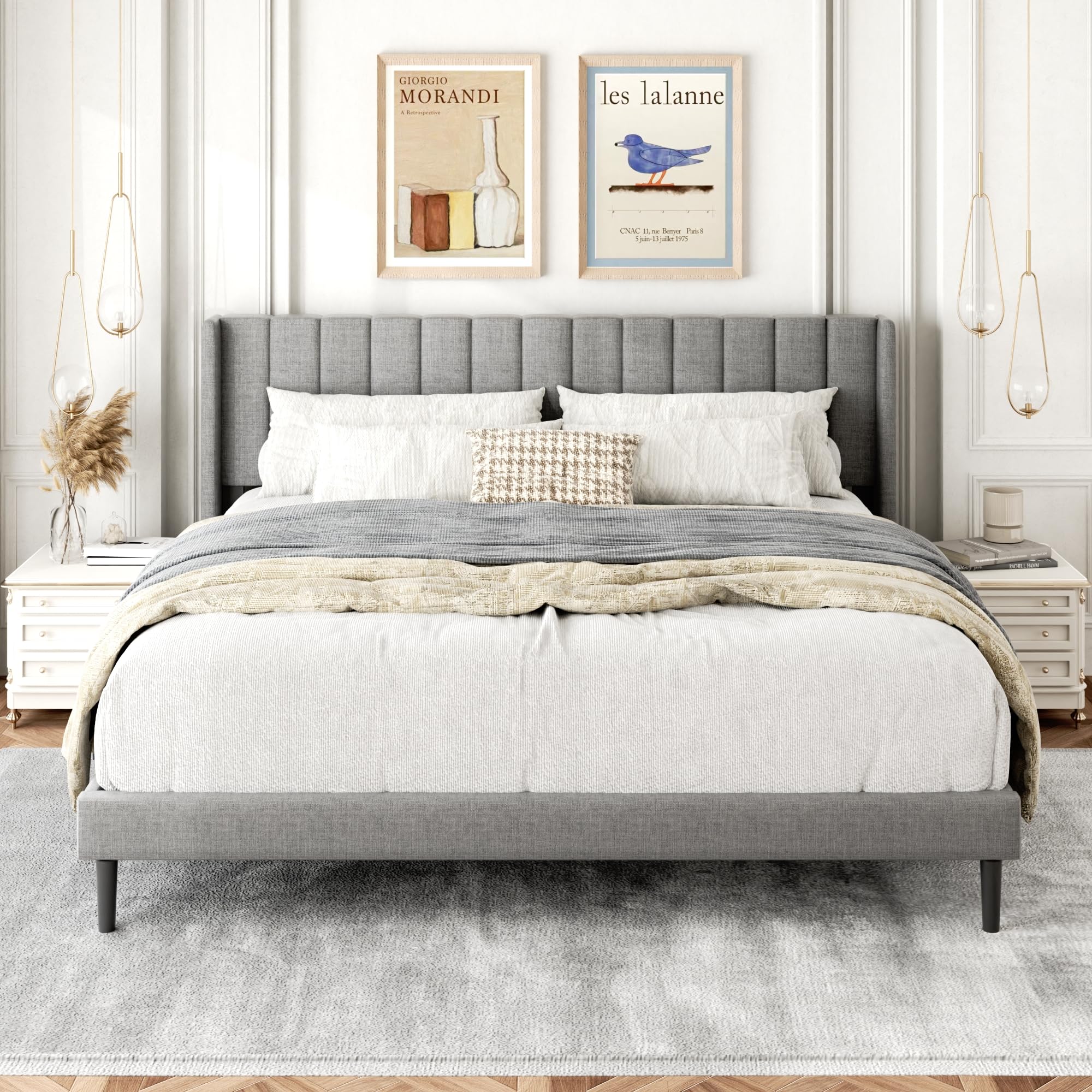 Amazon.com: Gruwans King Size Bed Frame with Wingback