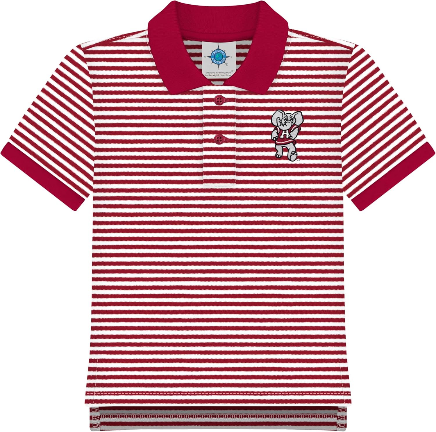 Creative Knitwear College Baby Striped Polo Shirt Short Sleeve - Team Logo, Multiple Colors, Unisex (2T-4T)