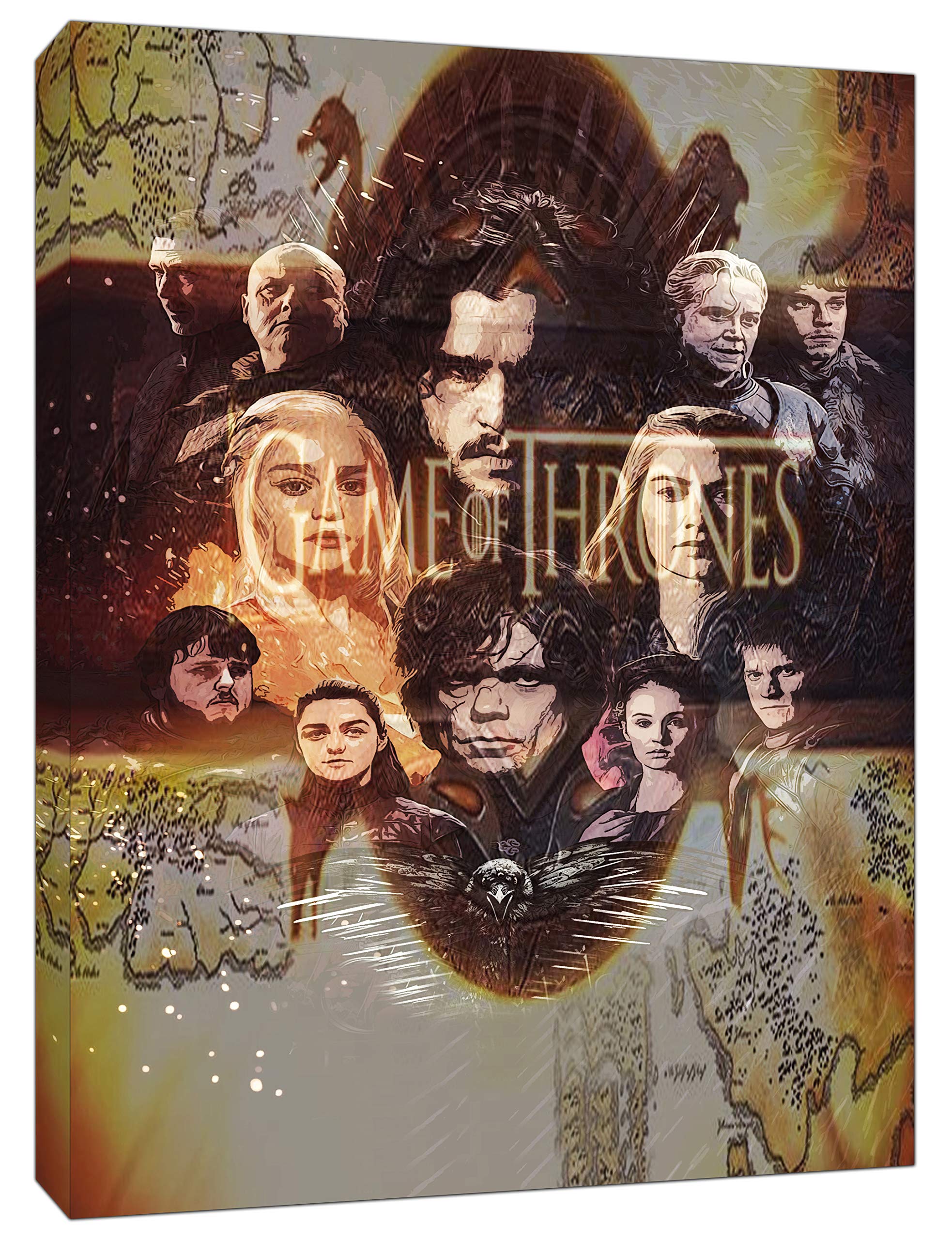 Cartel de la película Juego de Tronos impreso en lienzo enmarcado para decoración del hogar, Lienzo de tela., 40’’ x 30’’ inch( 102x 76 cm )-38mm depth