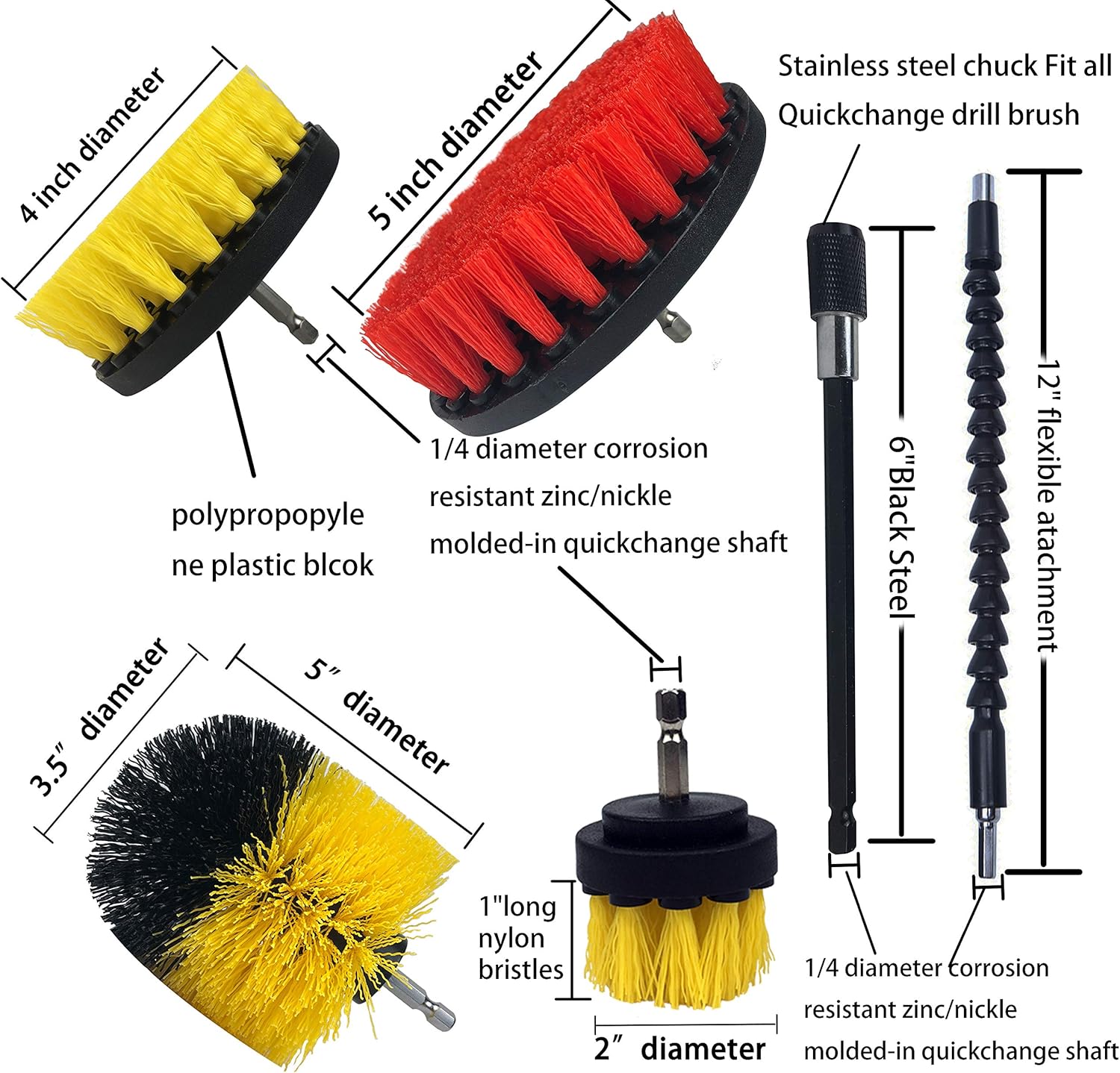 Up To 40% OFF Drill Brush Attachments Set, Scrub Sponge, Scouring Pads Power Scrubber Kit with Extend Attachments for Cleaning Bathroom, Kitchen, Upholstery, Shower, Grout, Tiles, Tube, Corner, Carpet, 15 Pieces