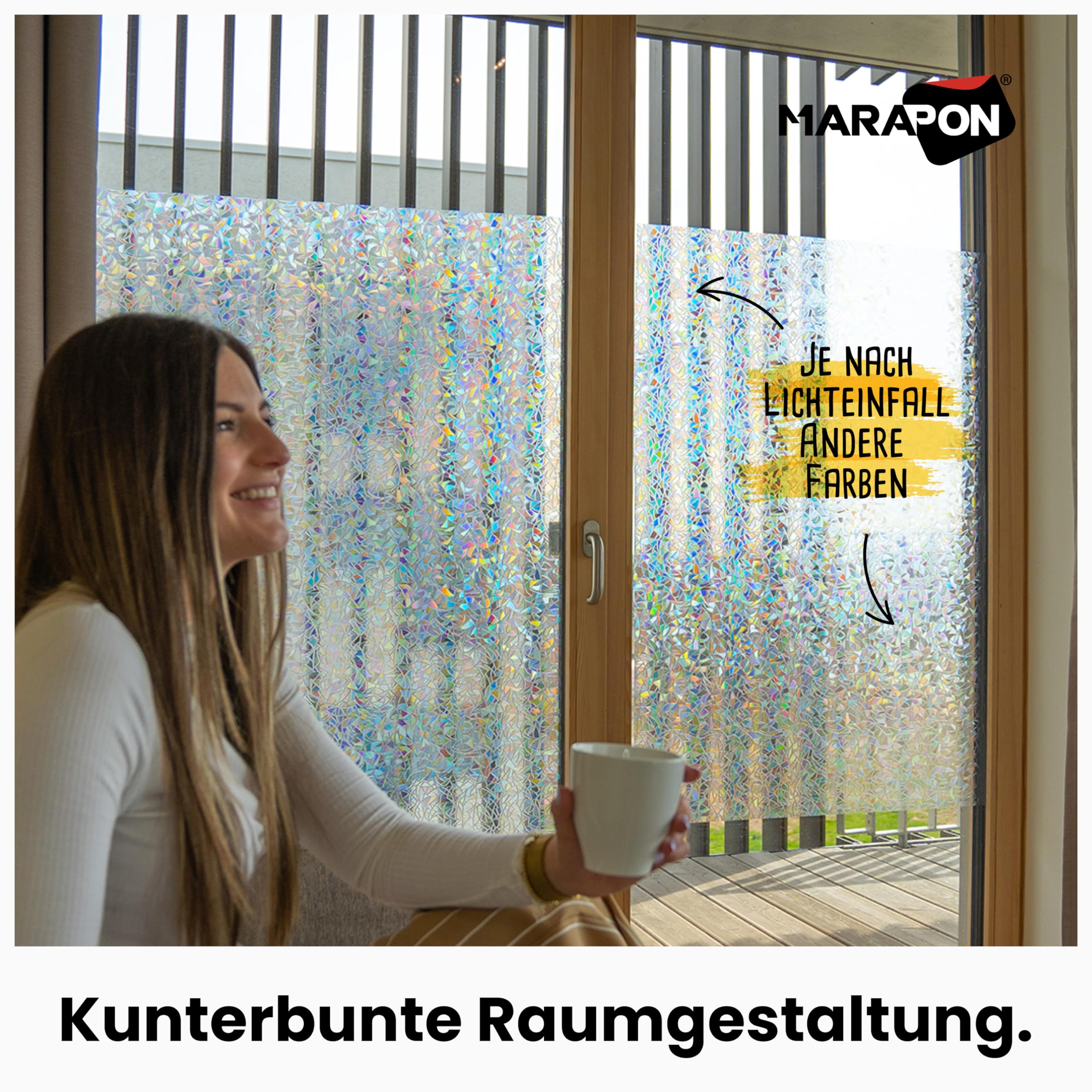 Marapon Fensterfolie Blickdicht von aussen mit Regenbogeneffekt 0 – Bild 3