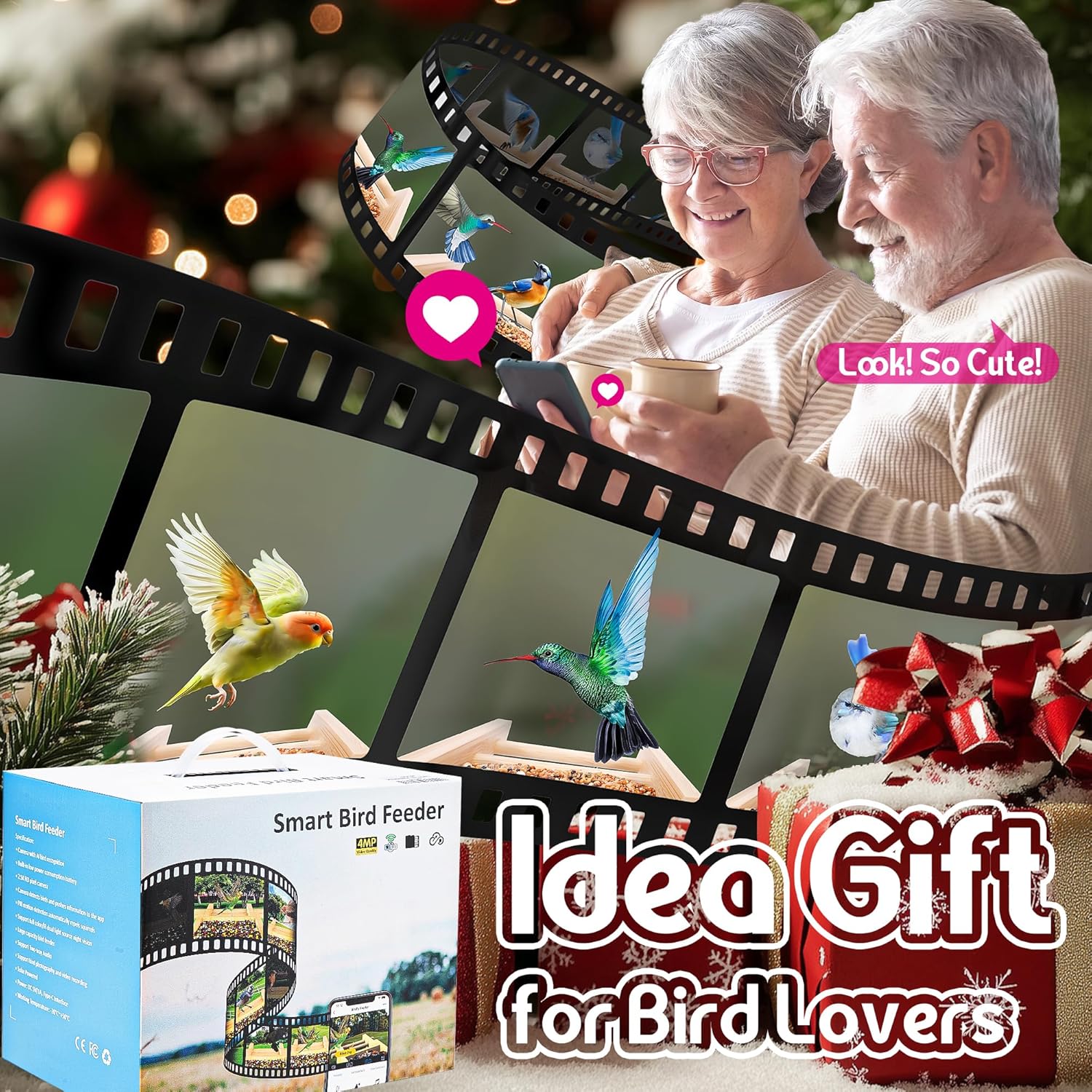 Smart Bird Feeder with Camera, 2.5K HD Camera Bird Feeder, AI Identify, Solar & Battery Powered, Auto Capture & Notify in Time, Bamboo Wooden, Ideal Gift for Family(1.55L) - Image 6