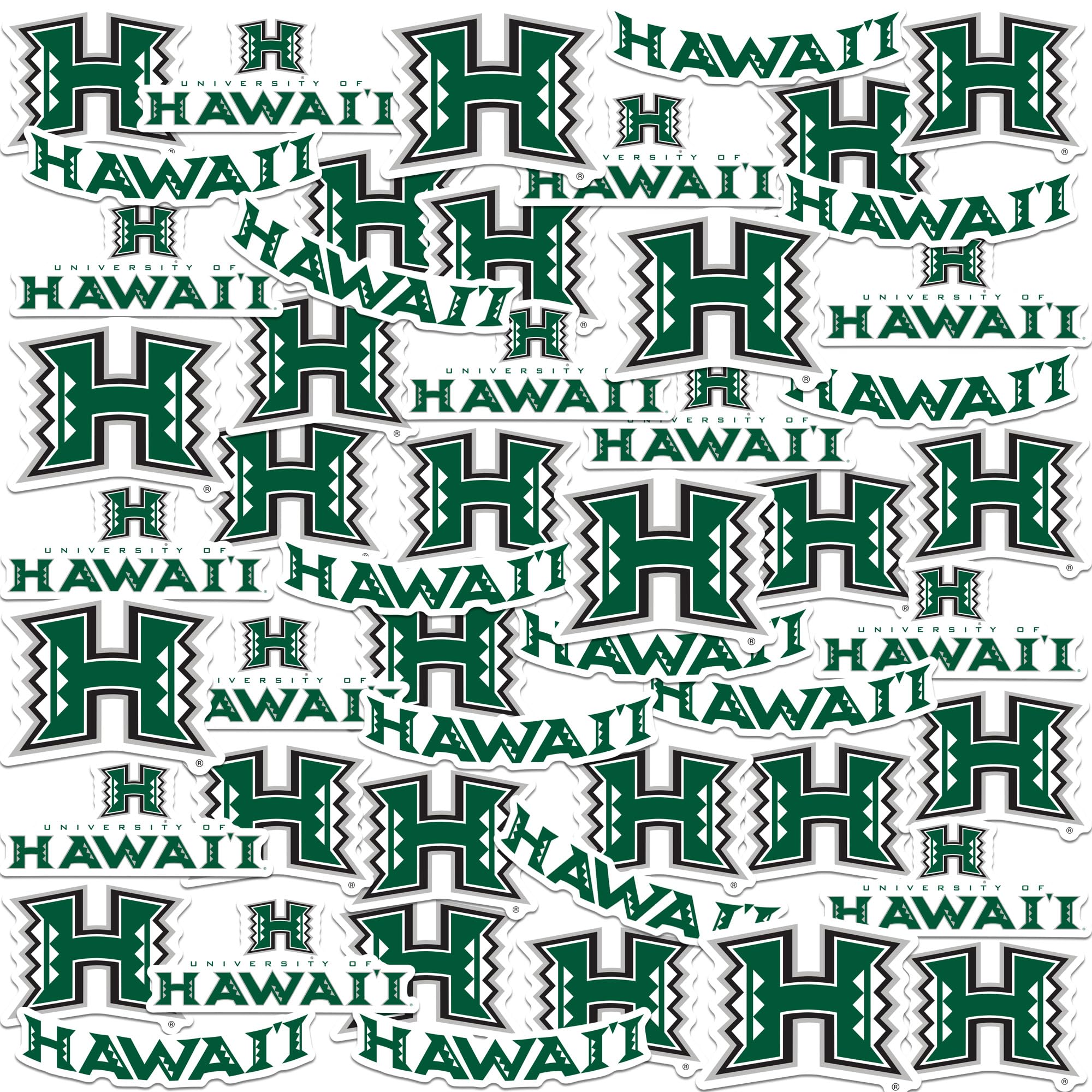 University of Hawaii 50ct Vinyl Large Deluxe Stickers Variety Pack - Laptop, Water Bottle, Scrapbooking, Tablet, Skateboard, Indoor/Outdoor