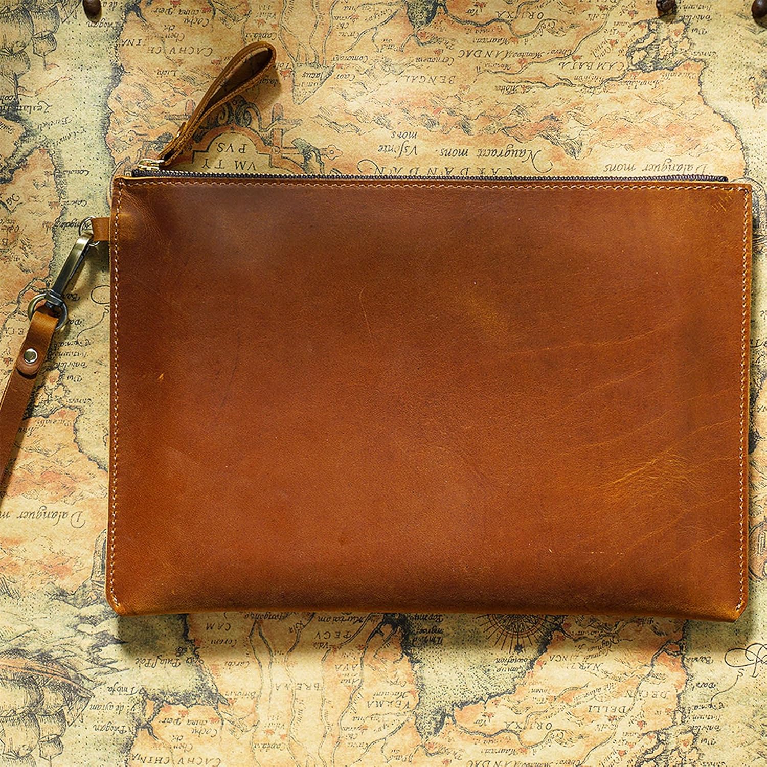 Genuine leather vintage handbag -11.7-inch tablet computer protective case minimalist file bag