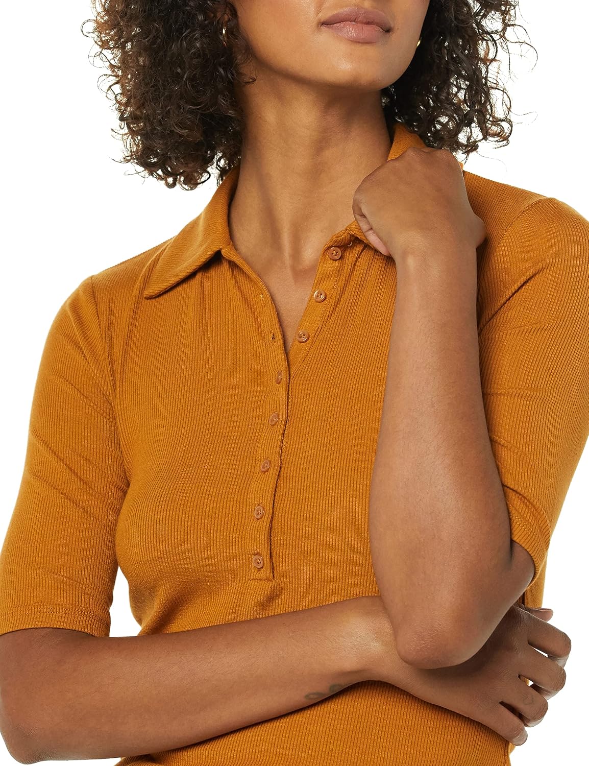 Amazon Essentials womens Fine Rib Polo Shirt (Previously Daily Ritual)