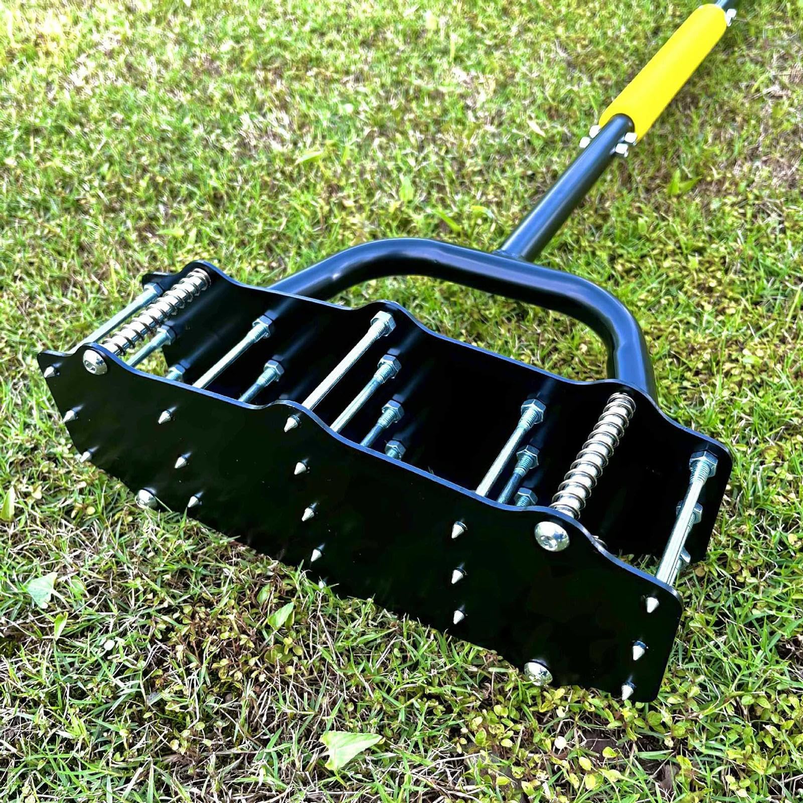 Aireador de césped Herramienta Manual para Airear el Suelo | Diseño de Resorte con 17 Púas de Acero para Mantenimiento del Césped y Jardinería, Aflojar la Tierra