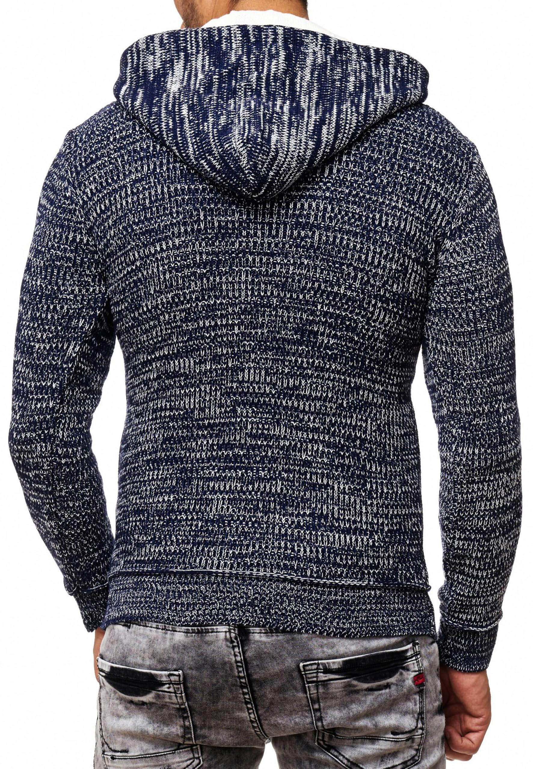 Subliminal Mode Pull Homme en Maille à Capuche Col Zippé - Style Basique - Pull Grosse Maille - Pull Over Tricoté Hiver Manches Longues - Idée Cadeau BX277