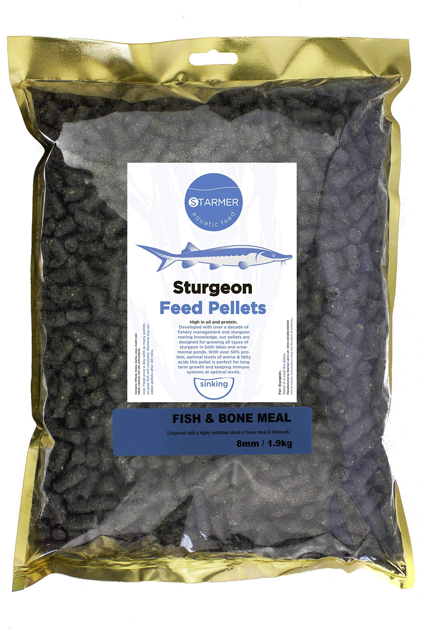 STARMER aquatic feed 8mm / fish & bone/sturgeon pellets / 1.9kg
