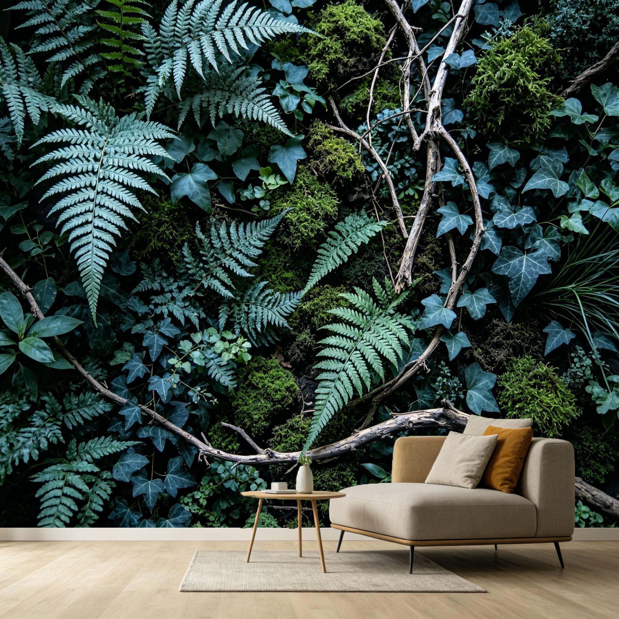 Custom Size Wall Murals Botanical Tropical Fern Leaf Wood Branch SelfAdhesive Wall Fabric Removable Large Wallpaper for Photo Living Room Interior Wall Decor Mural