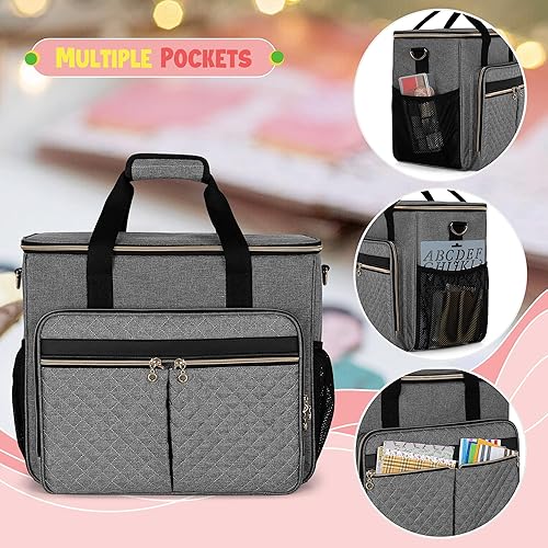 Miniatura 3 de Luxja Bolsa de manualidades para suministros de álbumes de recortes (se adapta a álbumes de recortes de 12 x 12 pulgadas y portátil de 15.6