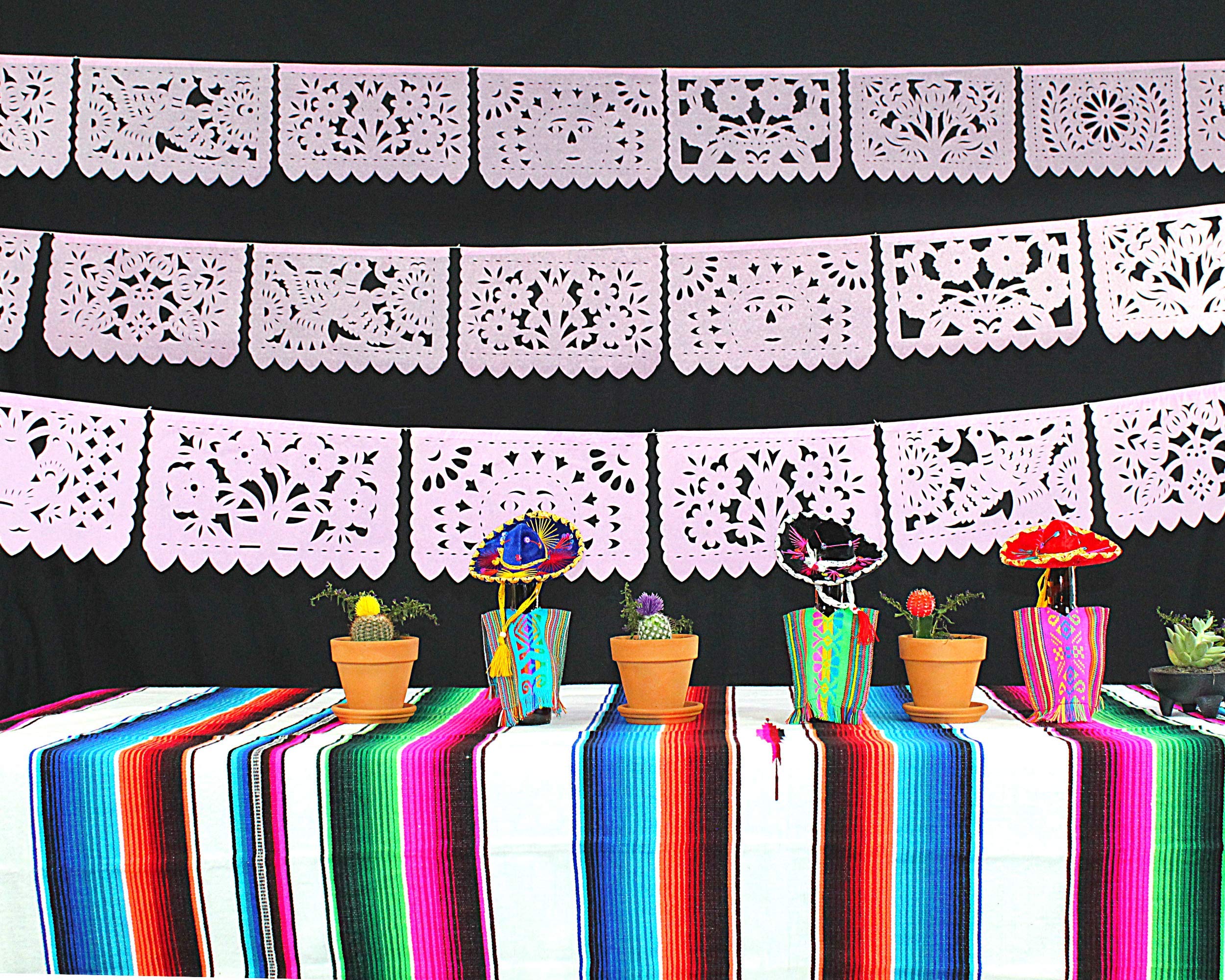 Buy Mexican Banner s Light Pink Papel Picado Over 60 feet Long, Pastel