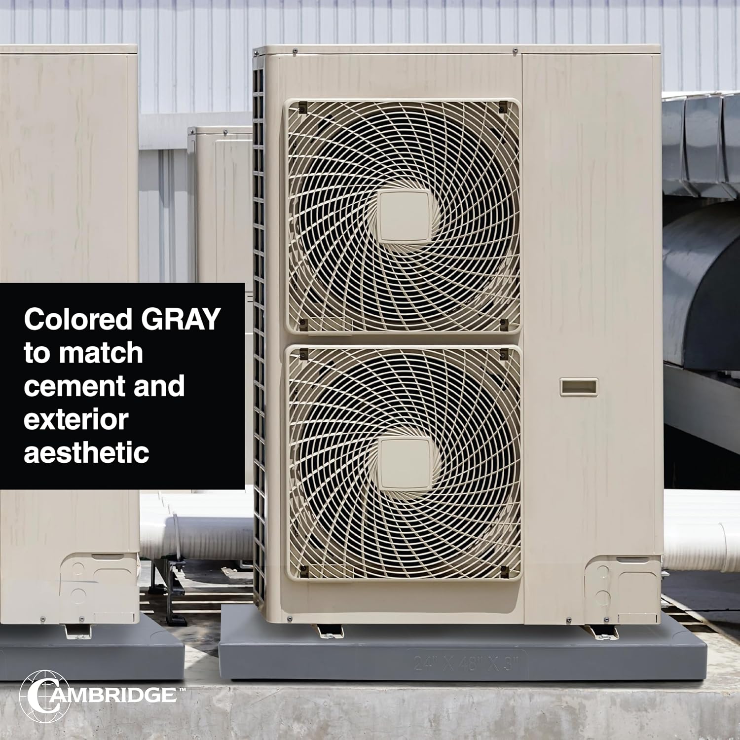 Cambridge Gray AC Condenser Pad/Base, 24x48x3 in – Supports Air Conditioner Units and Other Outdoor Equipment