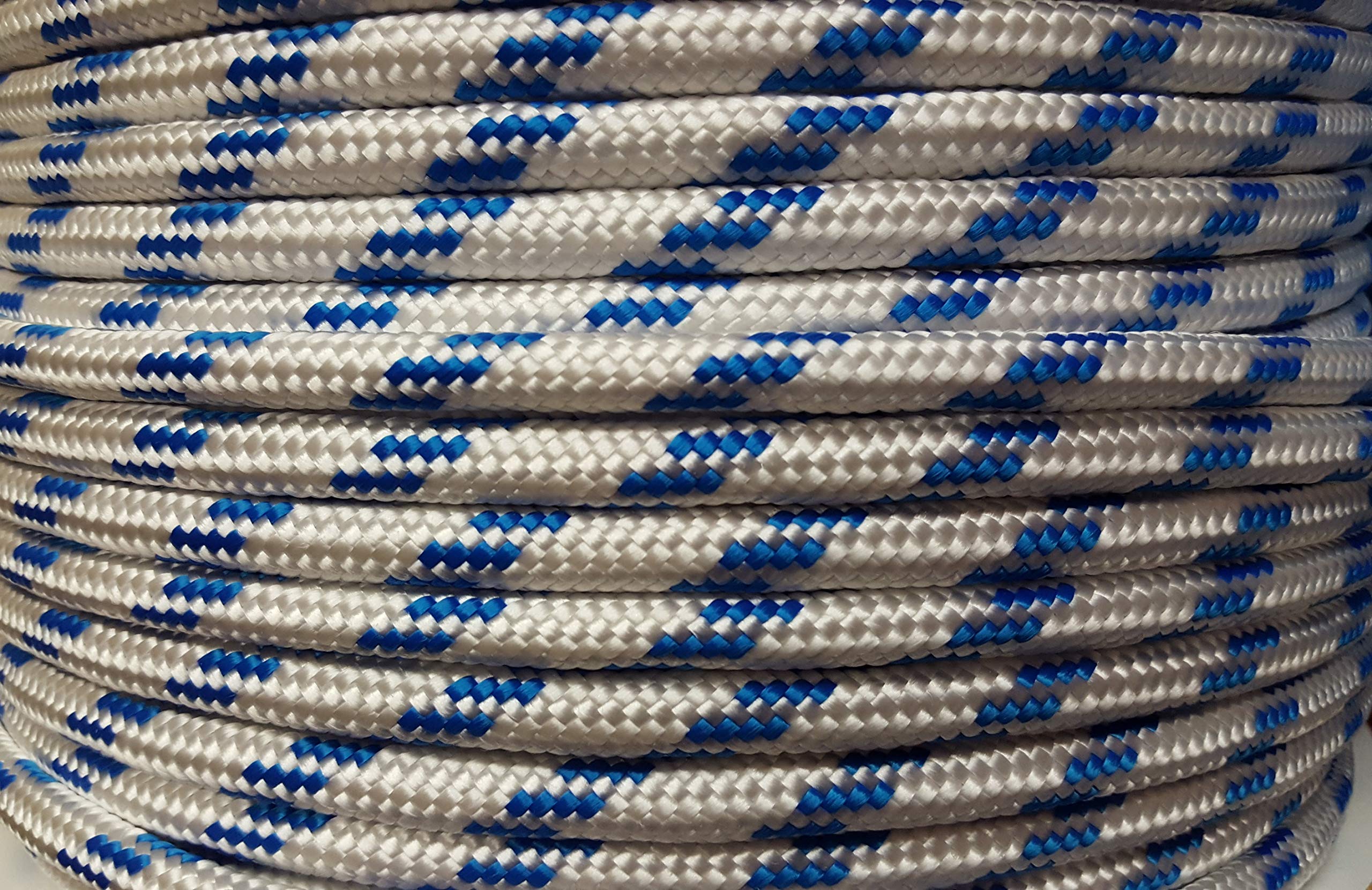 10m Strong Braided Polypropylene Plaited Poly Rope Cord Yacht Boat Sailing White with Blue Flecks (2mm)