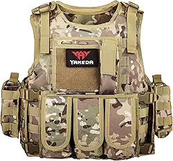 YAKEDA Colete tático Airsoft para atividades ao ar livre, ajuste ajustável para adultos