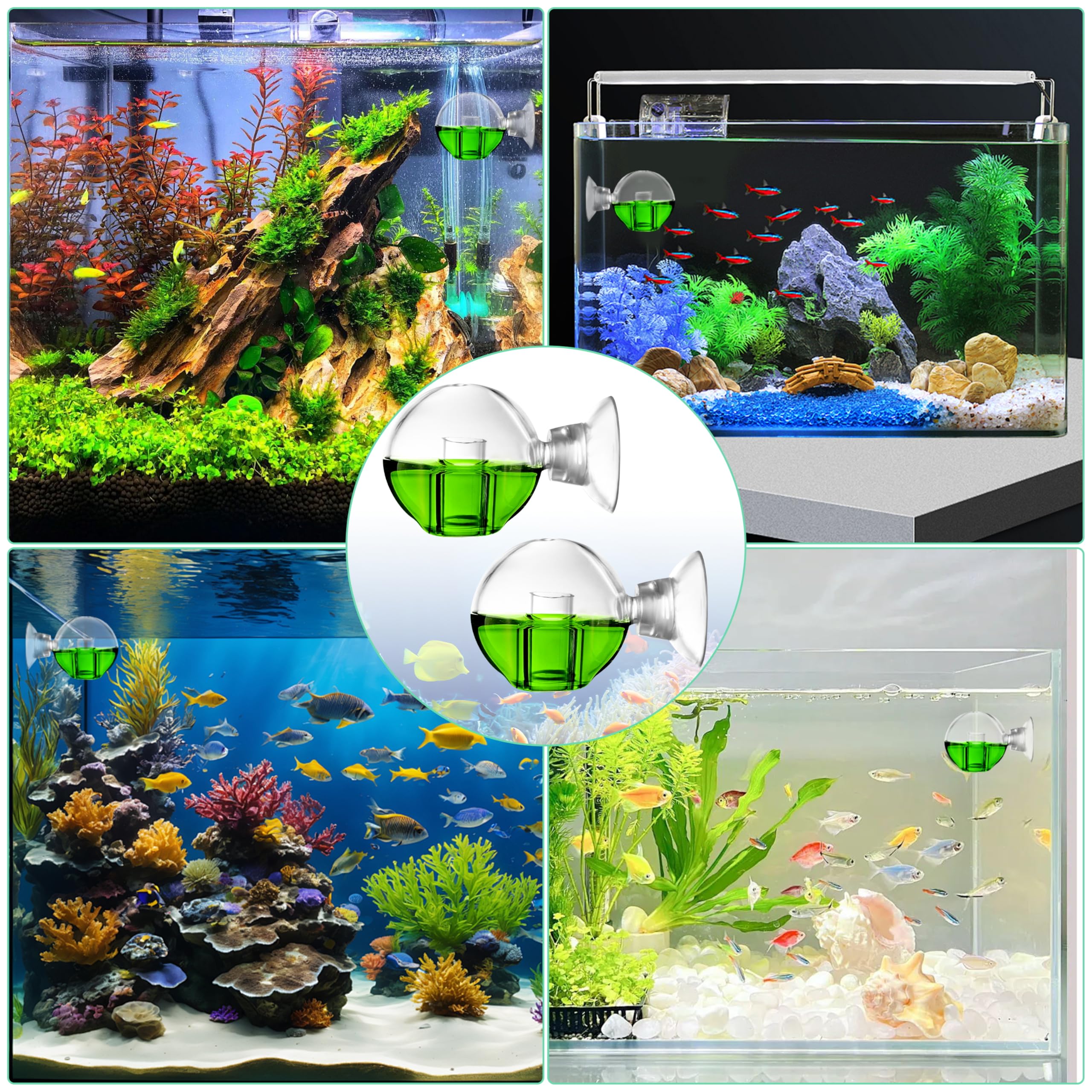 CO2 Tester akwarium z przyssawką CO2 Tester CO2 do akwarium Akwarium Drop Checker do akwariów słodkowodnych Właściciele plantacji 2 szt