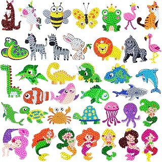 Weipbwor 81 Pcs Diamond Painting Kits for Kids Mermaid Unicorn Dinosaur Cute Animals Diamond Stickers Dot Arts and Crafts DIY Small Gem Art Paint by Numbers Mosaic Kit Gifts for Girls Boys 6-8 8-12
