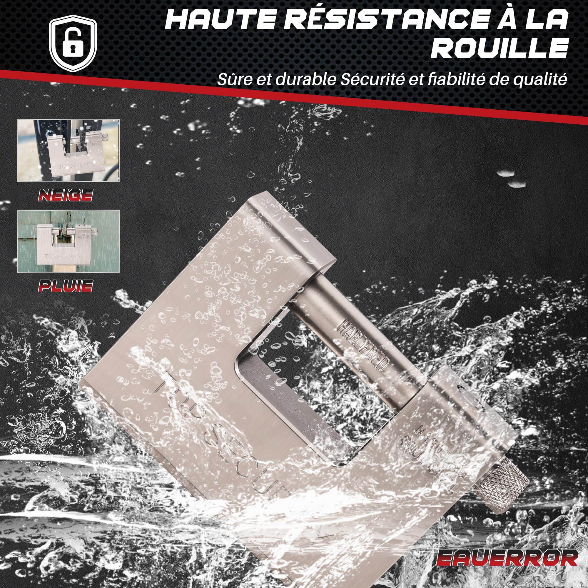 Cadenas robuste de 94 mm avec 5 clés, Cadenas Clé avec anse solide en acier trempé de 12,7 mm d'épaisseur, Cadenas à Clé de sécurité antivol résistant à la corrosion pour conteneurs d'expédition
