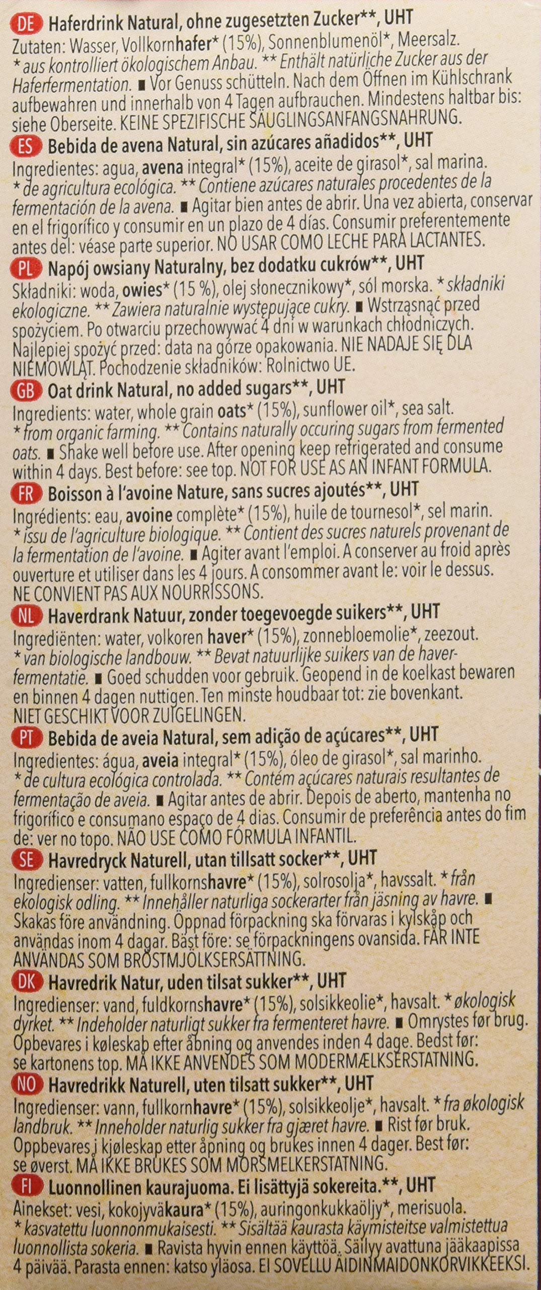 Natumi Haferdrink Natural Ungesüßt, Hafer Drink zum Backen Kochen, Neutral, 1000 ml (12er Pack)