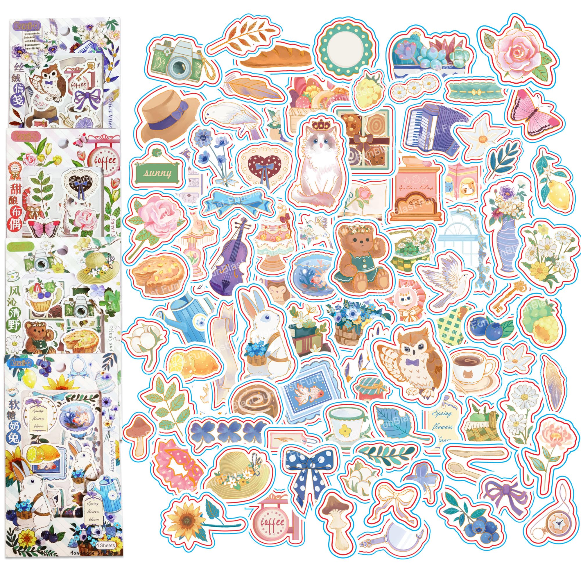 FunBlast Pvc Kawaii Stickers Set 16 Sheet (100+ Pcs) Diy 3D For Girls, Aesthetic Sticker, Journaling, Scrapbooking, Cute (Cute Animals 4X4=16 Sheetsself-Adhesive, Wall, 10 Cms) (B0CLP41X6G) Amazon Price History, Amazon Price Tracker