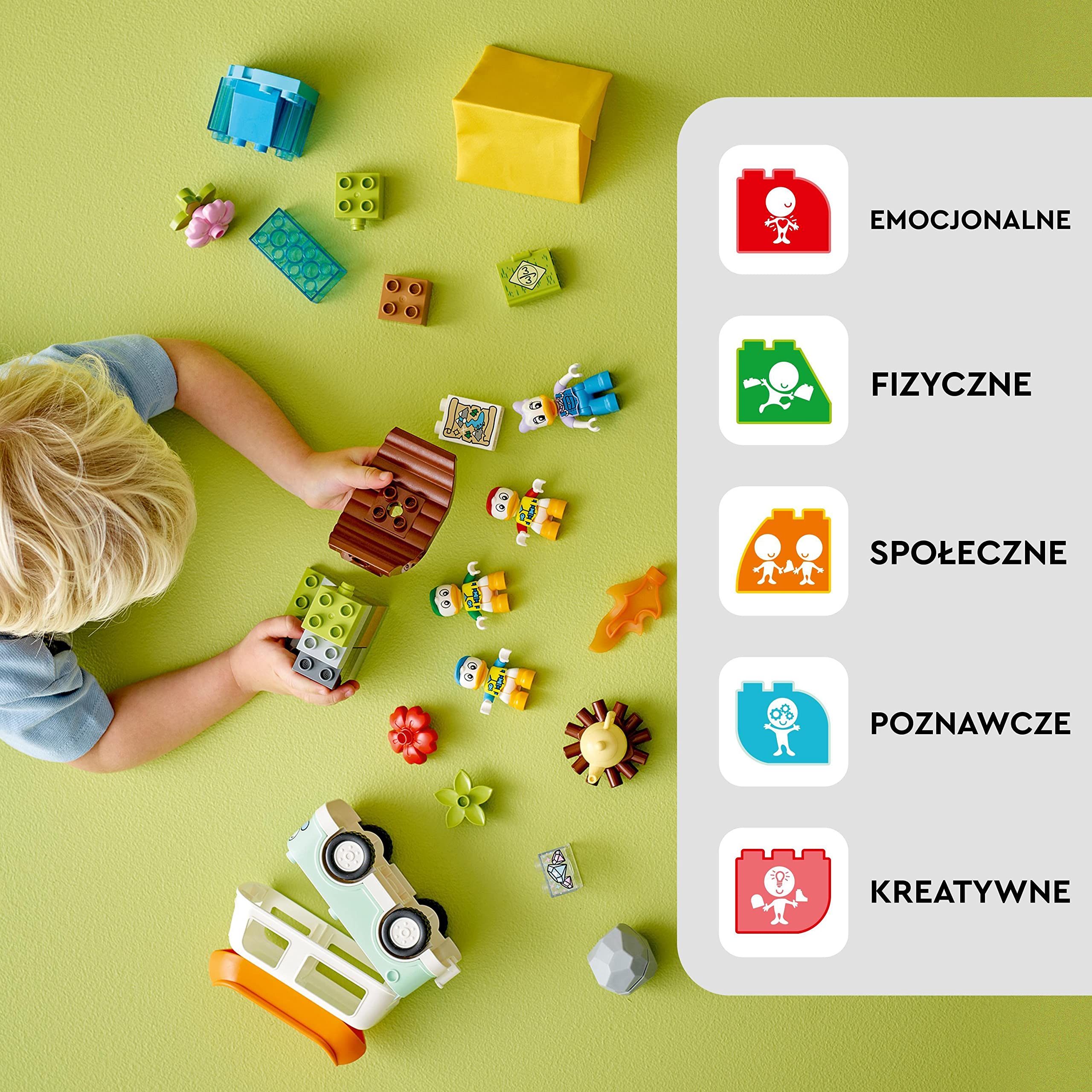 LEGO DUPLO Disney Mickey and Friends Kempingowa przygoda, zabawka dla dziecka z zabawkowym kamperem i figurkami Kaczki Daisy, Hyzia, Dyzia i Zyzia, prezent dla 2-latka, dla chłopca i dziewczynki 10997