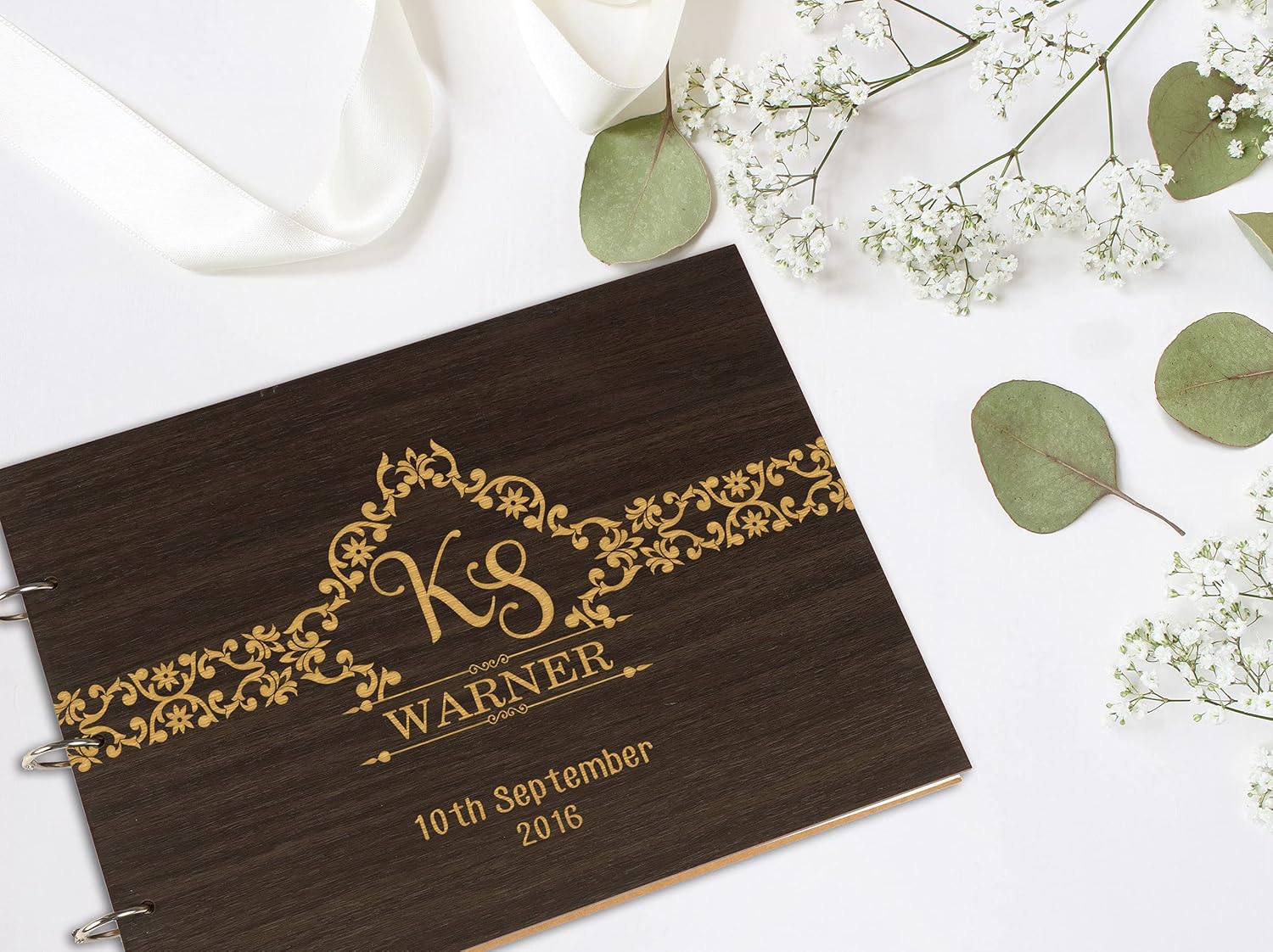 Darling Souvenir Personalized Engraved Laser Cut Wedding Guest Book Wooden Cover Sign-in Book Registry Guestbook Scrapbook-45