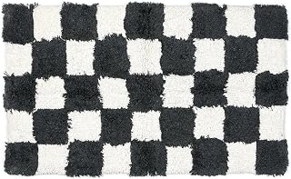 MACKENZIE-CHILDS Checkerboard Bath Rug, Washable Bath Mat for Bathroom Decor, 24" x 40", Black-and-White Check