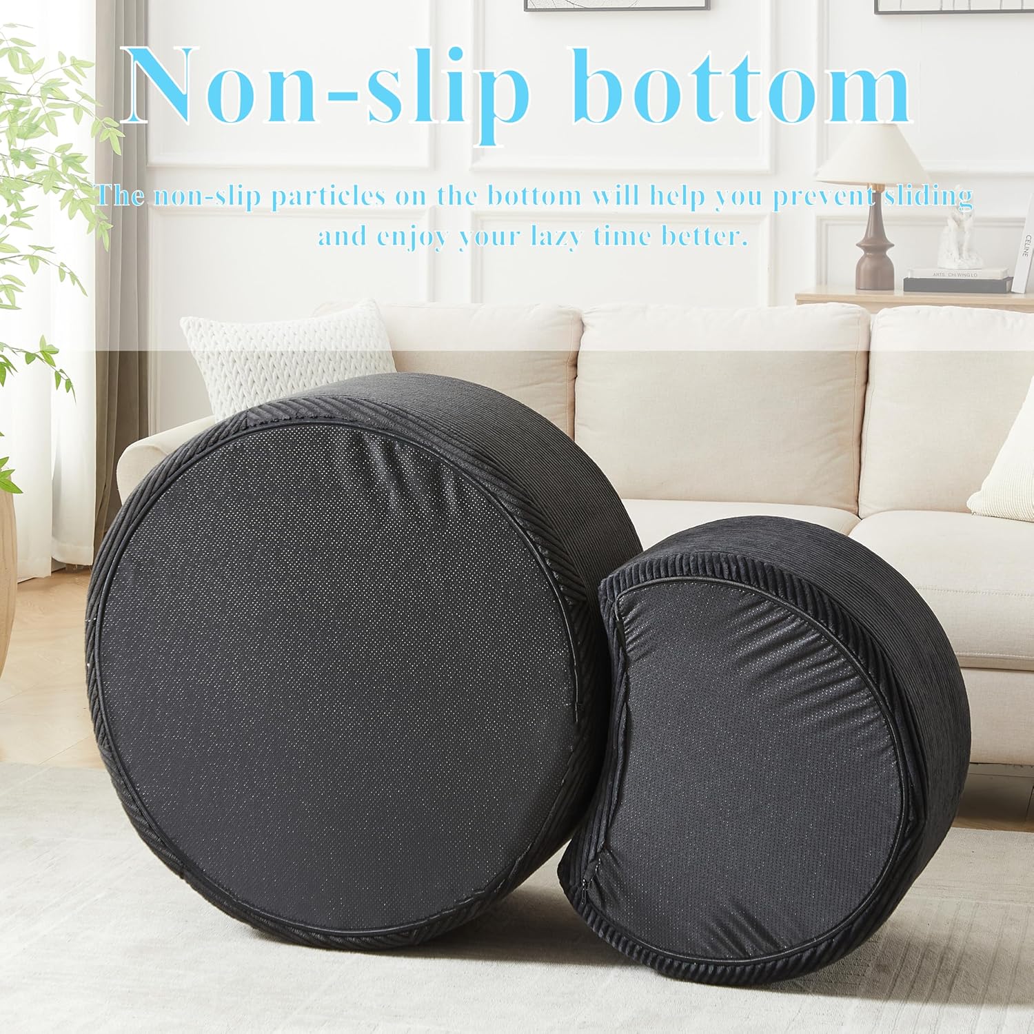 Tea Coffee Table Set of 2 Side Set Circular Round Sponge Tables, Living Room Bedroom Apartment Modern Industrial Simple Nightstand (Black)