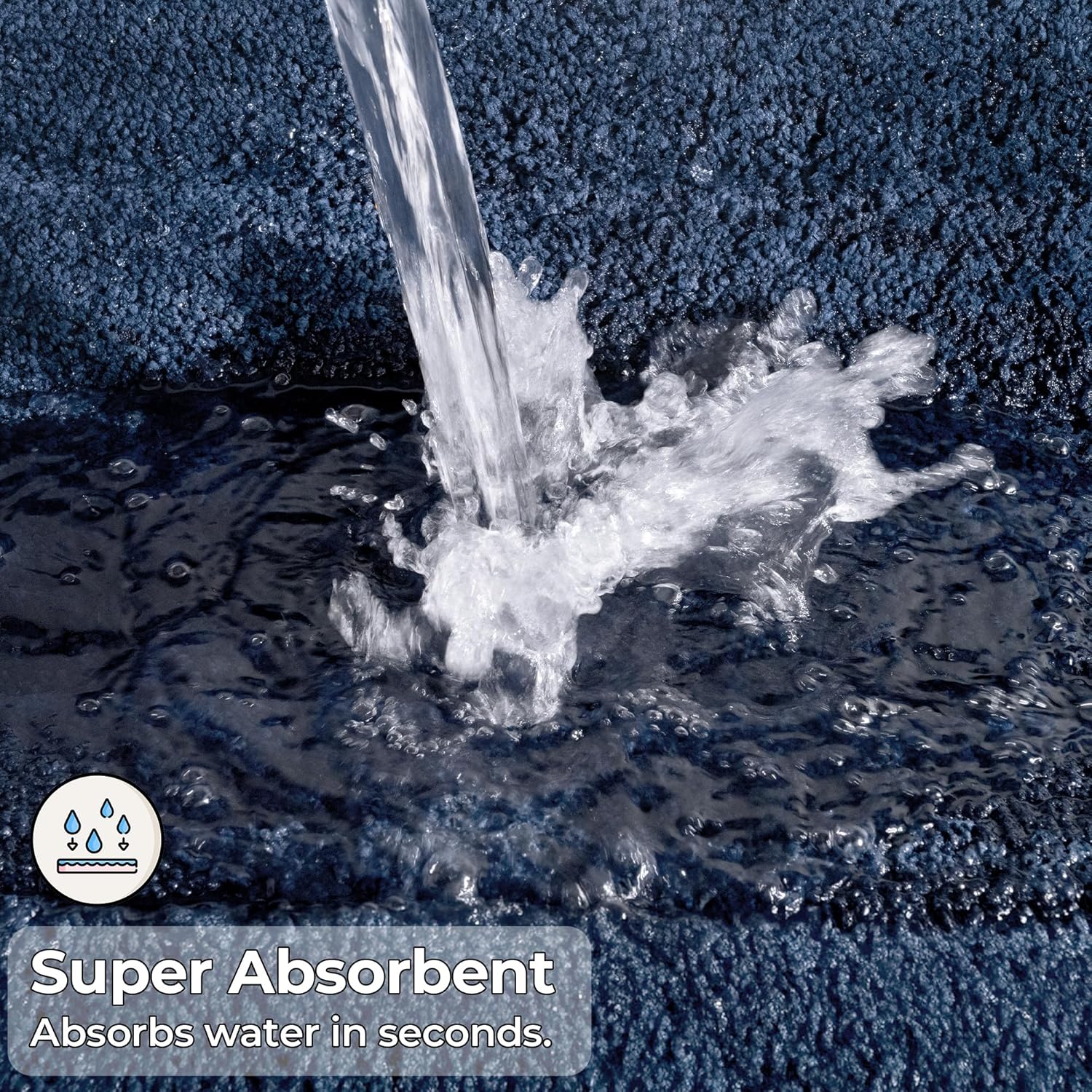 GRANNY SAYS Bathroom Rugs Sets 3 Piece, Soft Absorbent Microfiber Bath Mats for Bathroom Non Slip Washable, U-Shaped Toilet Bath Rugs for Tub Shower (Blue, 16" x 24" + 20" x 32" + U Shaped 20" x 24")