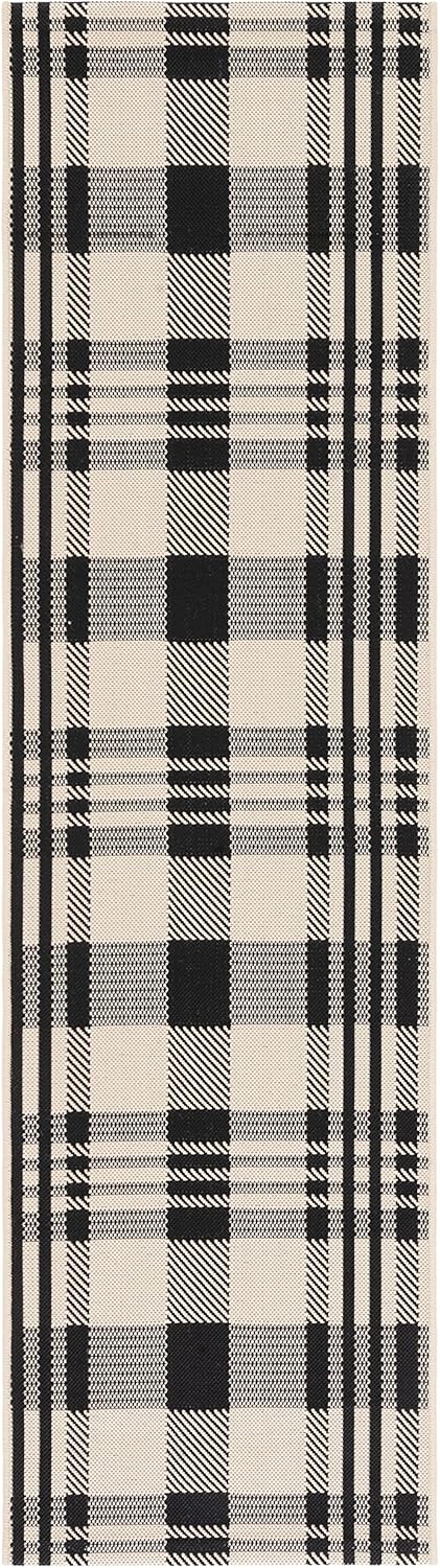 27'' Black Synthetic Non-Slip Indoor/Outdoor Runner Rug