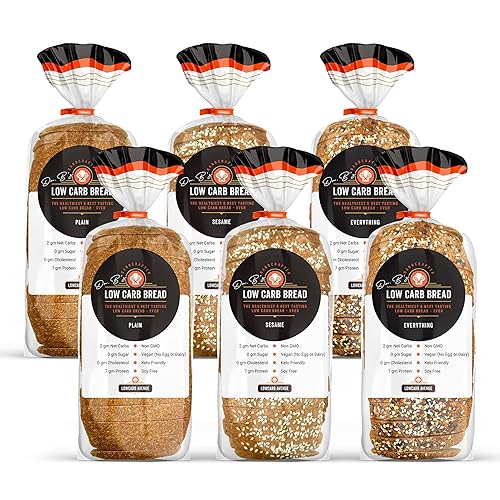 Miniatura 1 de Low Carb Avenue - Pan artesanal Keto  0.17 oz de proteína y 0.07 oz de carbohidratos netos  Bajo en calorías, vegano, sin azúcar  Pan de pan fresco,