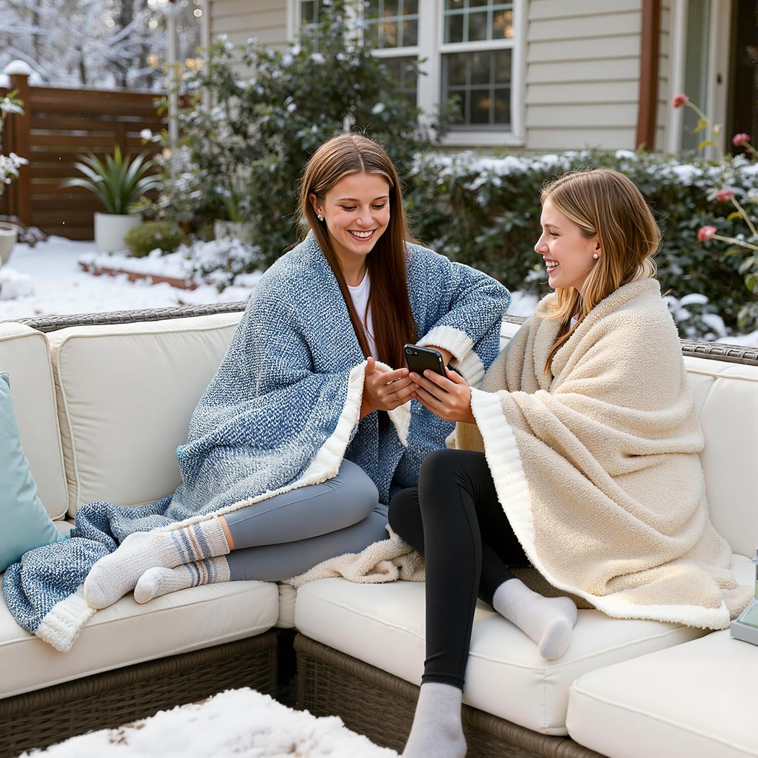 Joiedomi Throw Blanket for Couch Bed Sofa, Beige Knitted Blankets Gifts for Women Mom Girls, Cozy Cute Soft Throw Home Room Decor Aesthetic for Women Mothers Birthday Gifts 50x60 Inches - Image 4