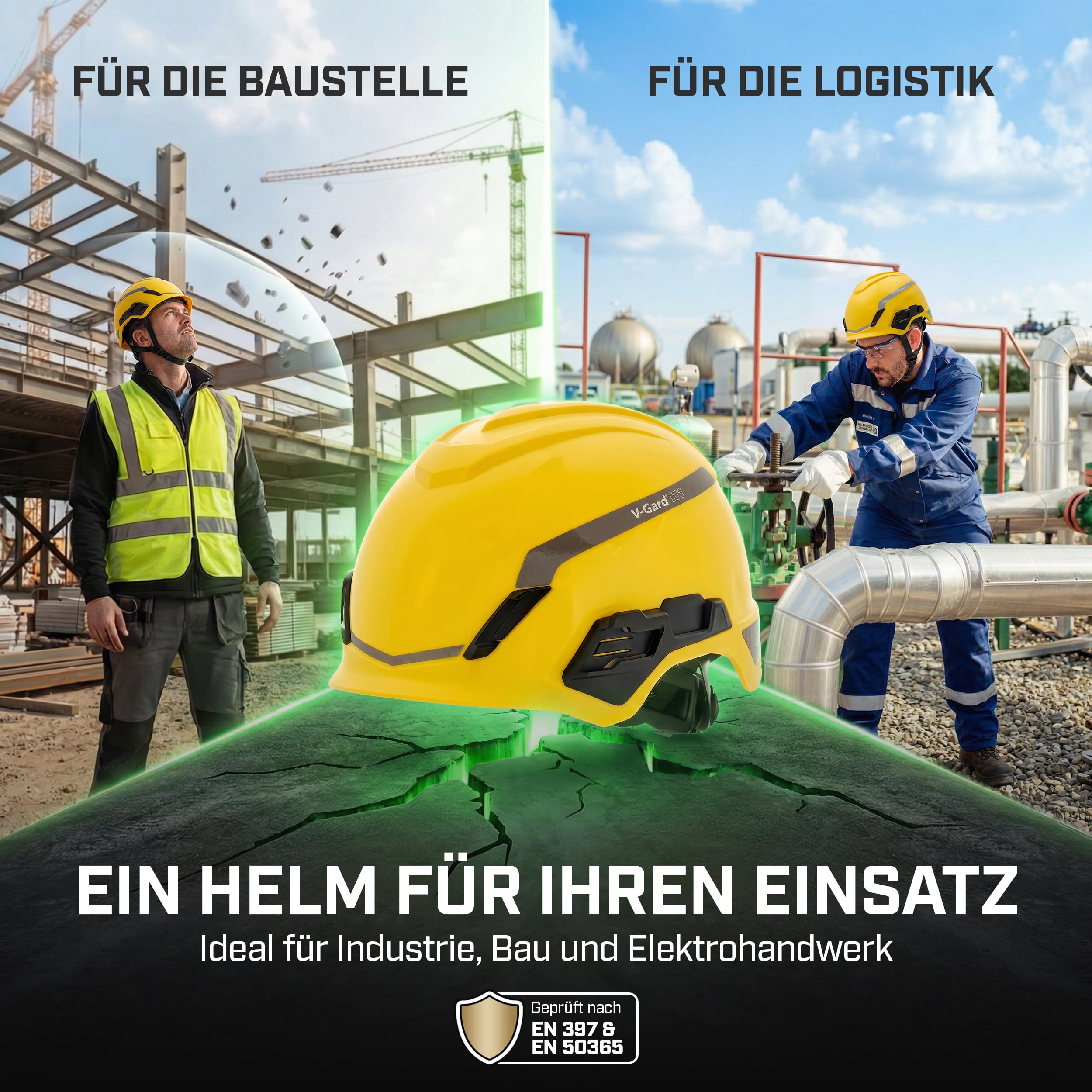 MSA V-Gard H1 Novent - Casco protettivo non ventilato per cantieri e elettricisti, conforme alla norma DIN EN 397 per il lavoro