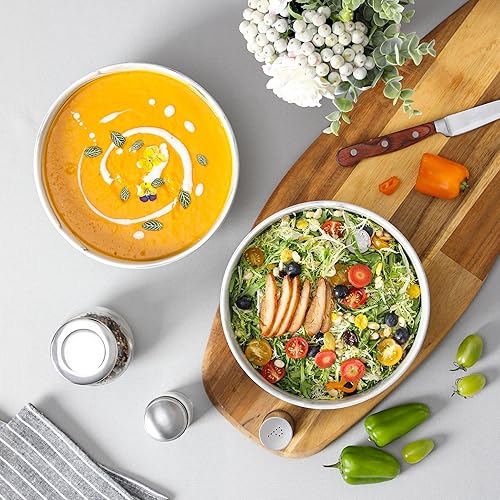 Miniatura 8 de MALACASA Juego de 2 cuencos grandes para servir, 60 onzas (8 pulgadas), cuencos de cerámica para cocina, cuencos para servir sopa, pasta,