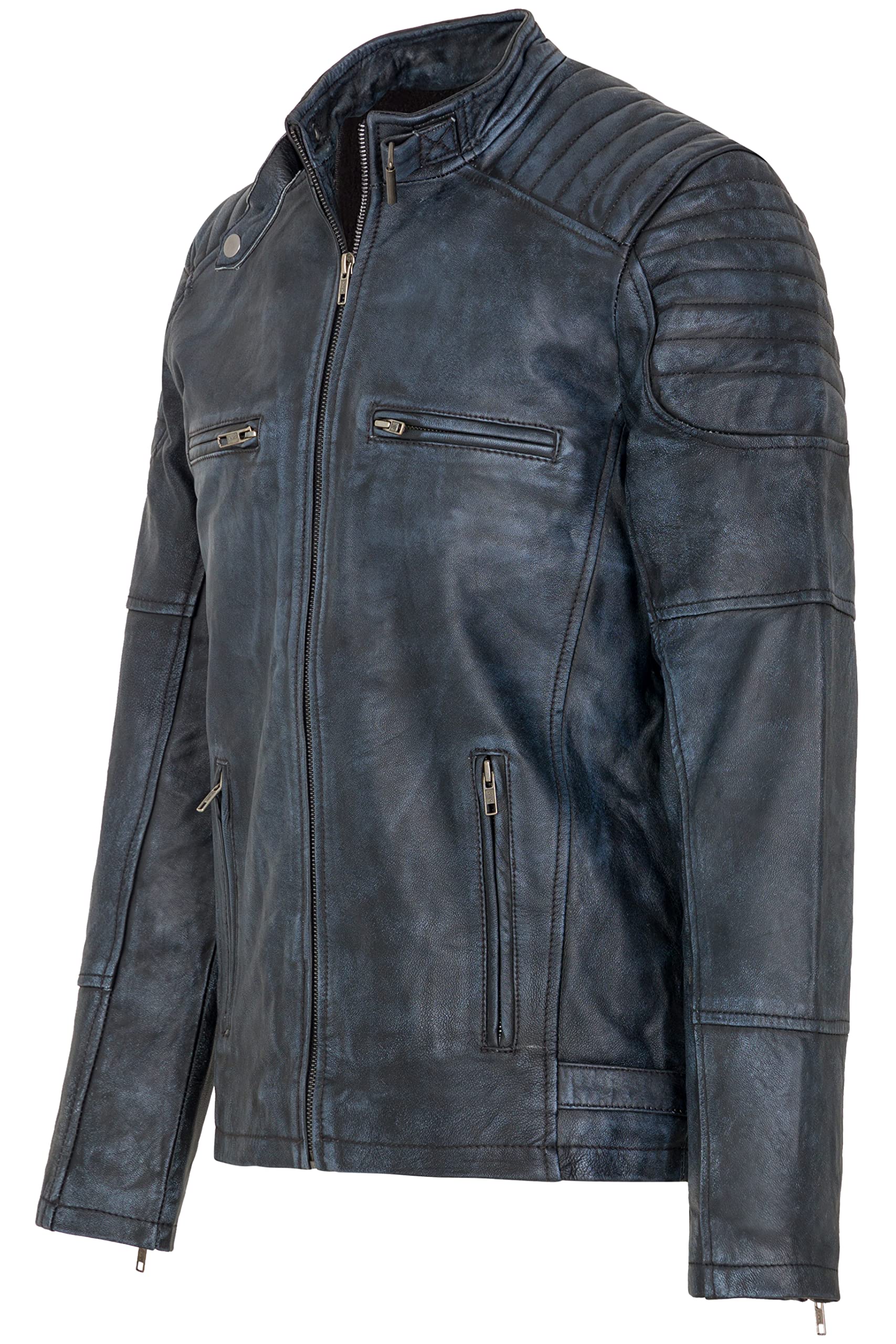 URBAN 5884 Ralf Chaqueta de Piel Hombre, Chaqueta de Piel de Oveja Genuina Suave y Duradera Hombre