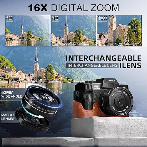 Miniatura 2 de Cámara digital, cámaras de 48 MP para fotografía con WiFi y control de aplicaciones, cámara de vlogging 4K para YouTube con bolsa, cámara compacta,