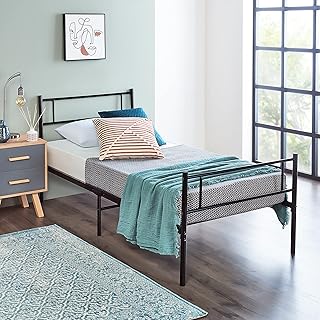 Home Treats Single Bed Frame In Black Metal | Bed Frame For Children, Adults, Bedroom Furniture | Under Bed Storage Space Metal Slats 3ft Single 90 x 190cm