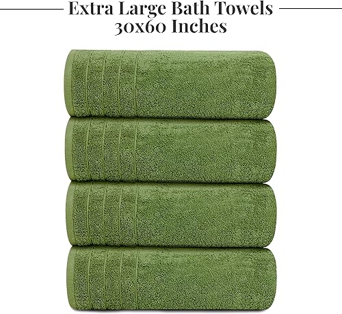 Vista 50 de Tens Towels Paquete de 4 toallas de baño extragrandes de 30 x 60 pulgadas, 100% algodón, más grandes y ligeras, más rápidas de secar, súper suaves