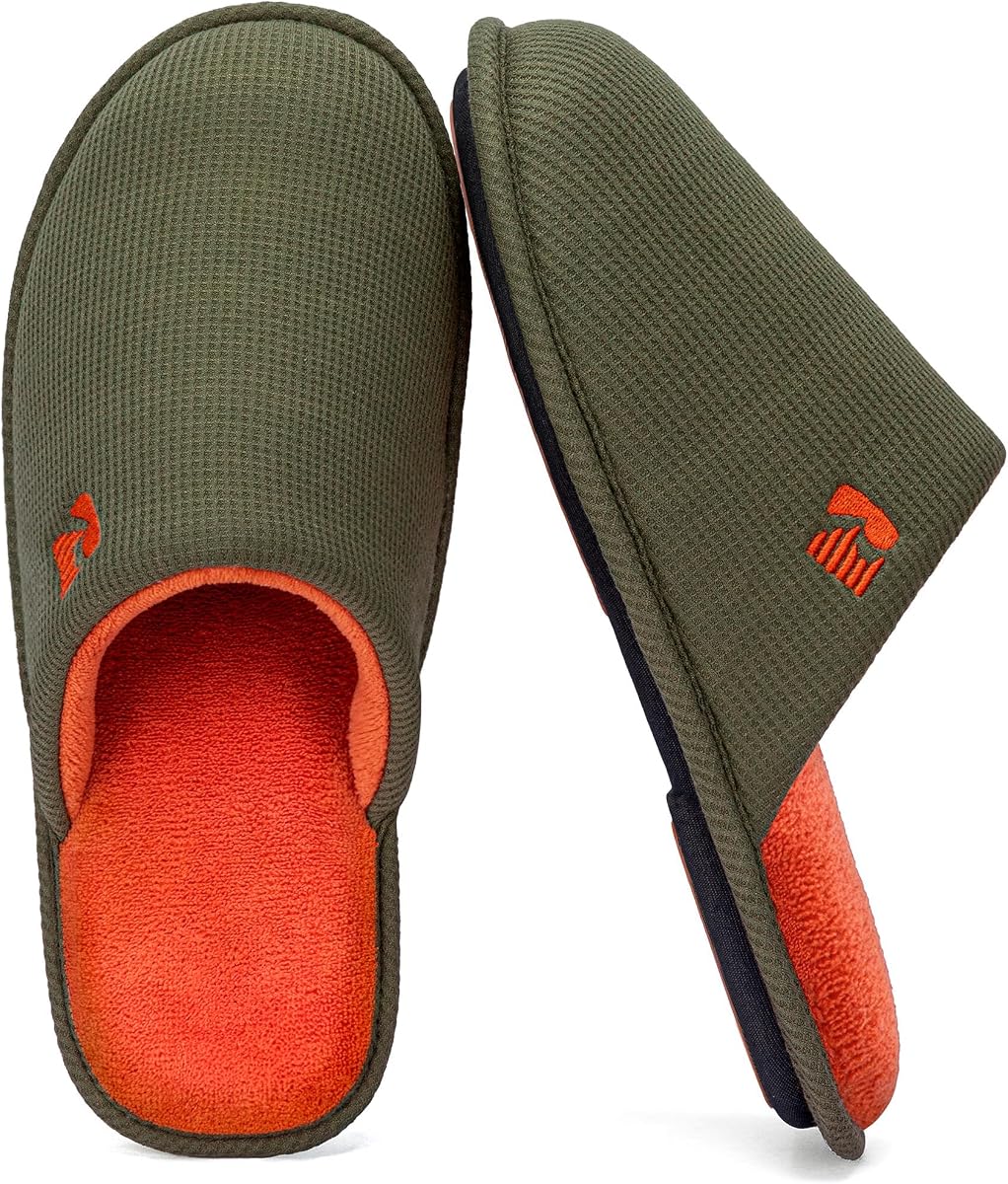 RockDove Mens Two Tone Memory Foam Scuff Slippers | Indoor/Outdoor Sole, Memory Foam, Machine Washable, Non-Slip, Lightweight, Breathable, Gift-Ready