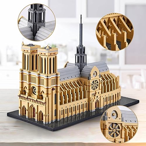 Miniatura 3 de Juego de bloques de construcción de arquitectura famosa mundial, Notre Dame de París, 7380 piezas, kit de modelo grande creativo para adultos o