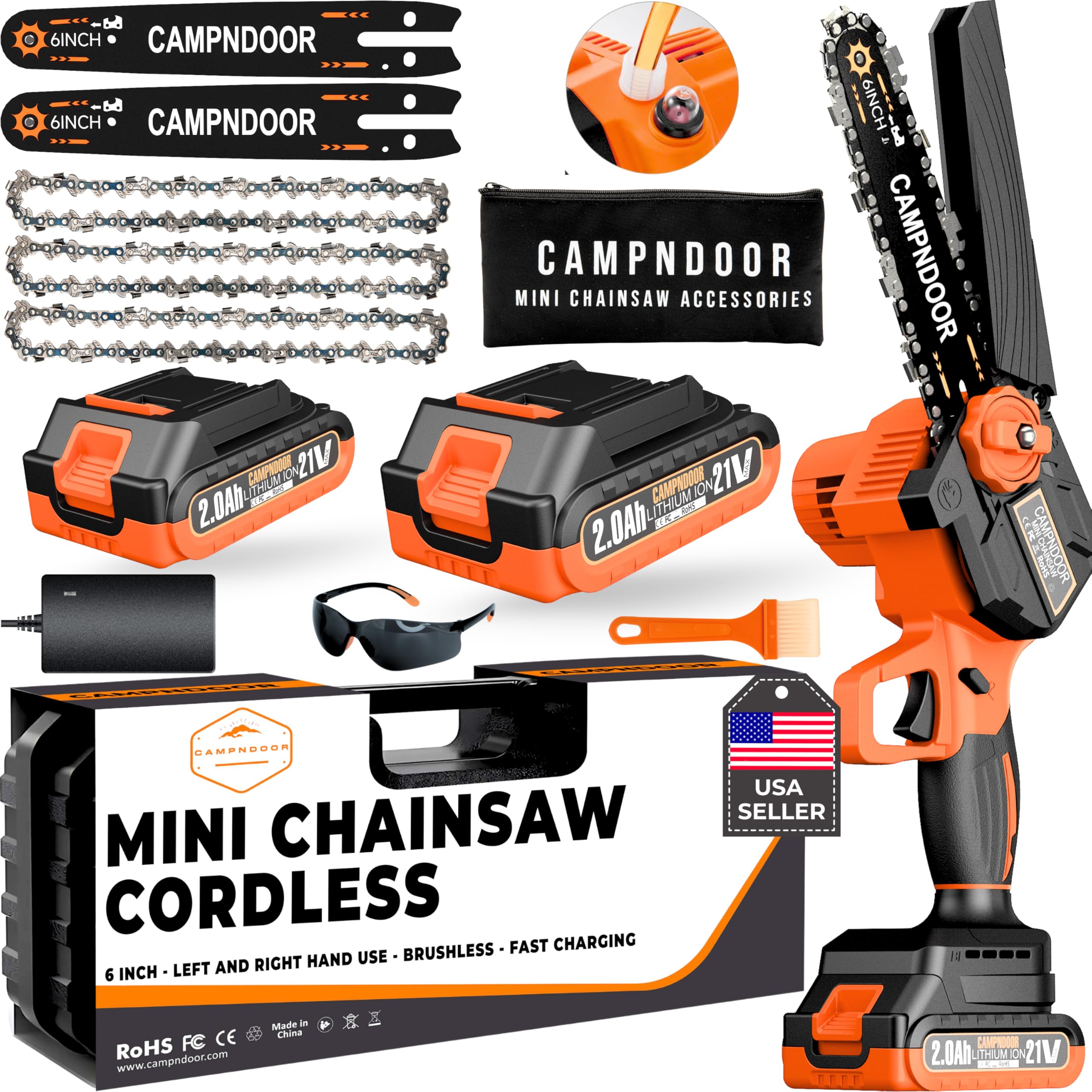 Mini Chainsaw Cordless 6 Inch - Self Oiling Battery Powered Chain Saw - Electric Chainsaw Cordless - Hand Tree Saw - Battery Chainsaw - Electric Saw - Cordless Chainsaw - Mini Chain Saw
