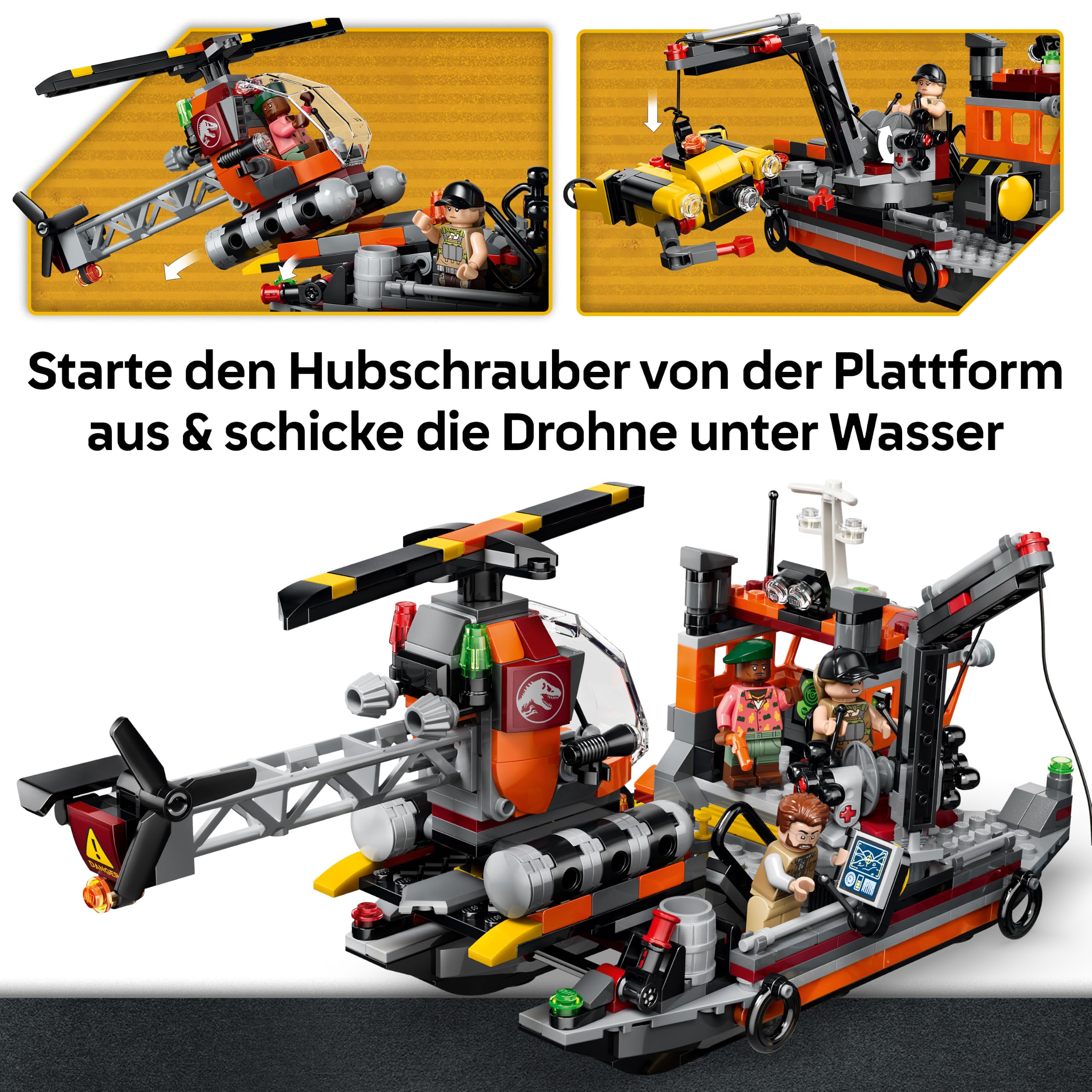 LEGO Jurassic World Mosasaurier-Angriff auf das Boot - Bauspielzeug - Spielset für Rollenspiele mit 3 Minifiguren und Einer Dino-Figur - Geschenkidee für Kinder ab 7 Jahren - 77983