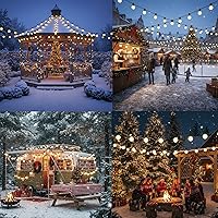 Vista 9 de 25ft Outdoor Christmas LED String Lights,G40 Frosted White Globe Lights with 27pcs Plastic Bulbs,Round Bulb Christmas Lights for Indoor/Outdoor