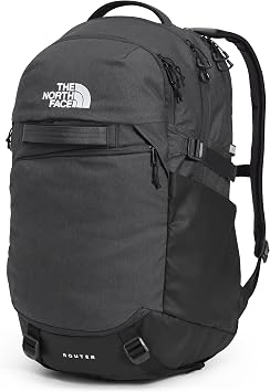 The North Face Router Everyday Laptop Backpack - Daypack, Water Repellent, Laptop Sleeve, Reflective Details, Asphalt Grey Light Heather/TNF Black-NPF, One Size