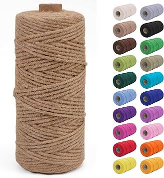 JeogYong 3mm Jute Twine String 328 Feet Natural Thick Garden Twine for Crafts, Outdoor, Gardening, Gift Wrapping, Plants, Packing Materials Brown